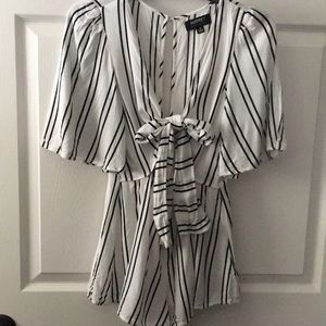 White Romper with Black Stripes